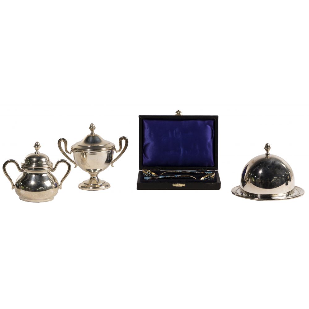 Appraisal: EUROPEAN SILVER HOLLOWWARE ASSORTMENT items including a covered butter dish