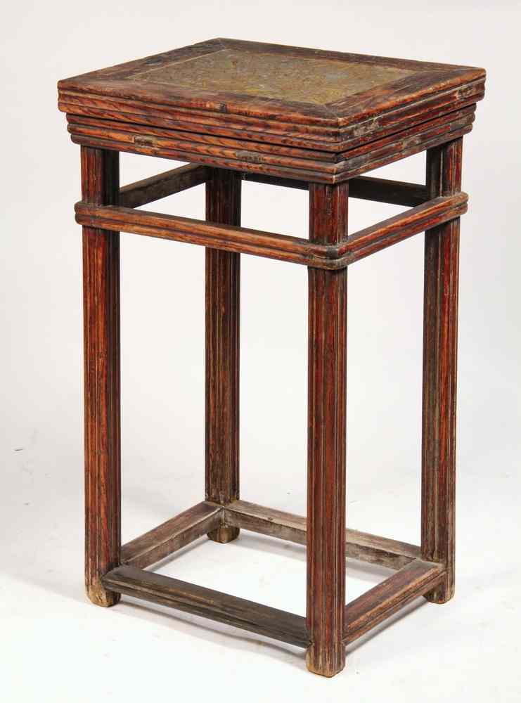 Appraisal: CHINESE STONE TOP STAND - th c Chinese Huanghuali Wood