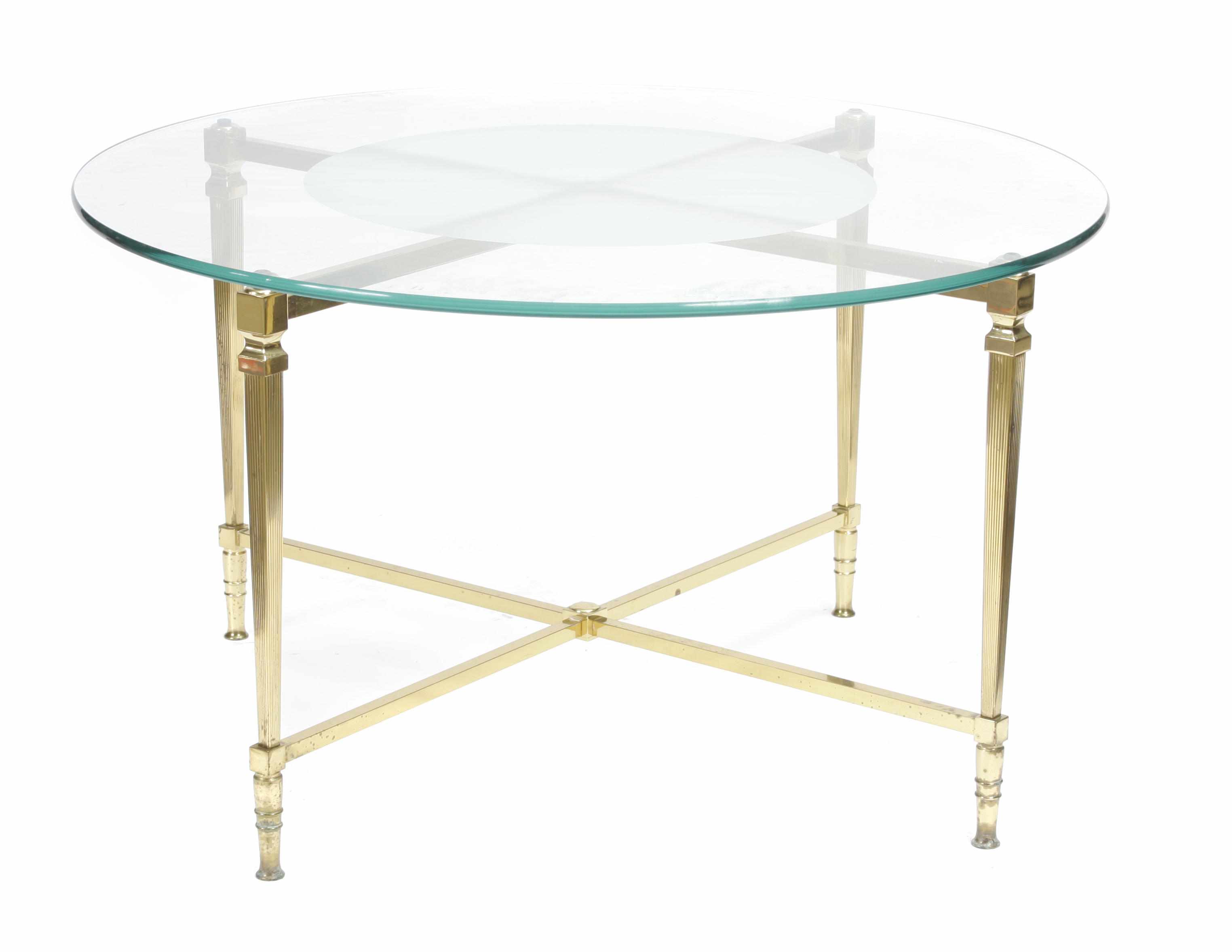 Appraisal: A Neoclassical style glass and brass center table height in