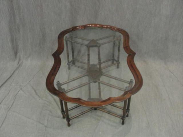 Appraisal: KITTINGER Bamboo Form Glass Top Coffee Table From an East