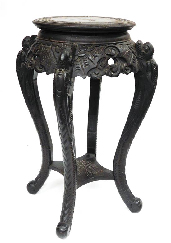 Appraisal: ASIAN th C Chinese stand round top with in-cut stretcher