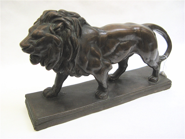 Appraisal: LION SCULPTURE AFTER ANTOINE LOUIS BARYE - titled Striding Lion