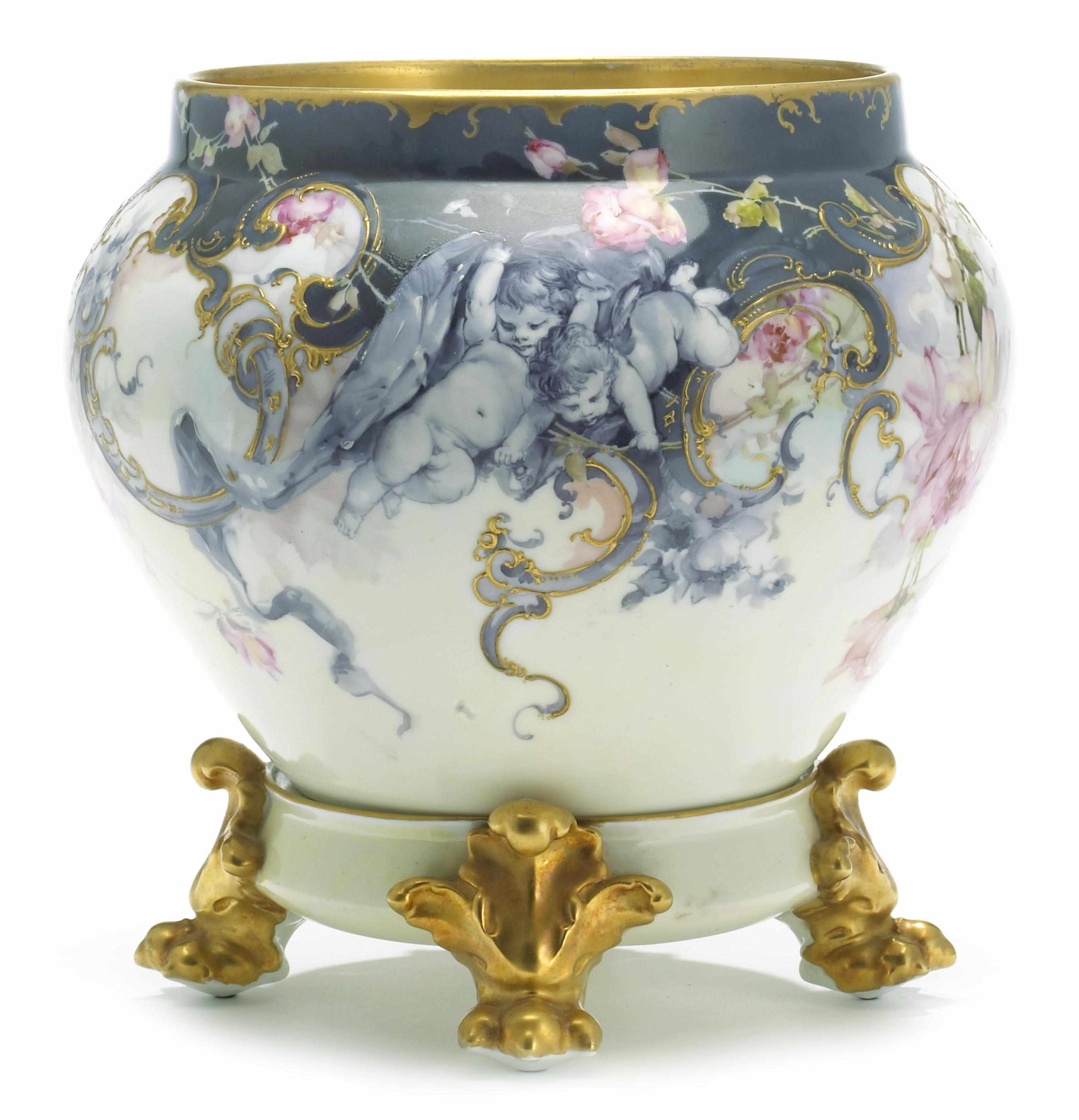 Appraisal: Franz Arthur Bischoff American - Cache pot with putti and