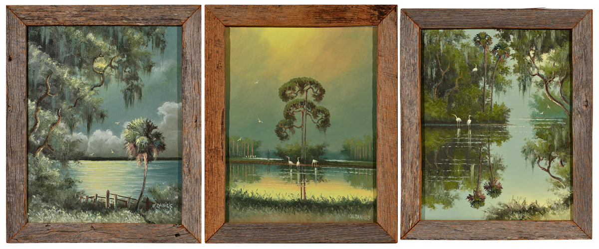 Appraisal: DANIELS Willie American th Century Three piece Florida Highwaymen lot