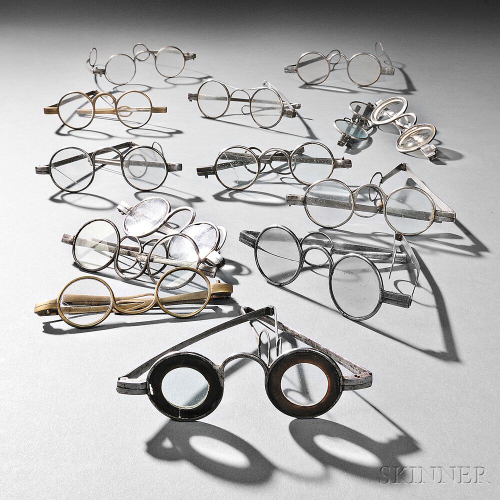 Appraisal: Collection of th Century Spectacles a pair of Benjamin Martin