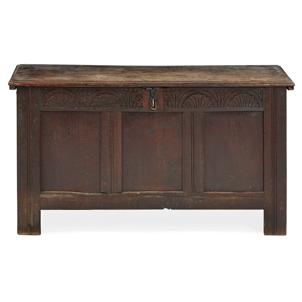 Appraisal: GEORGIAN OAK CHEST EARLY TH CENTURY the hinged top with