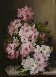 Appraisal: Dudley Drew born Pink Rhododendrons circa oil on canvas signed