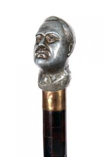 Appraisal: Roosevelt Political Cane- Dated - A cast metal handle which