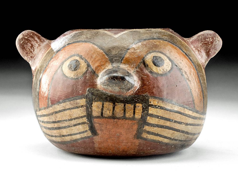 Appraisal: Nazca Huari Polychrome Feline Vessel Pre-Columbian South Coast Peru Nazca