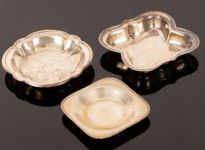 Appraisal: Three German silver dishes standard various with presentation inscriptions under