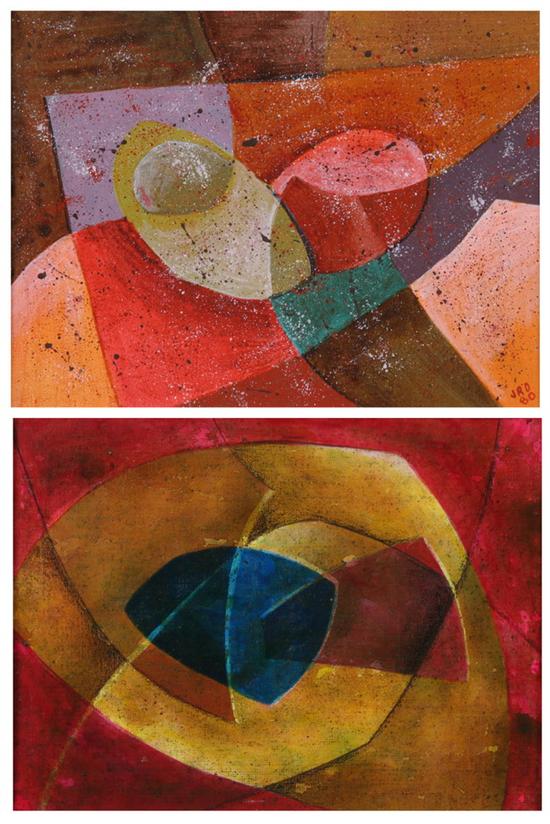 Appraisal: JOHN ROBERT DUNKLE American th century ABSTRACT SHAPES TWO WORKS