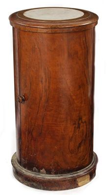 Appraisal: A Victorian walnut cylindrical pot cupboard with a marble inset