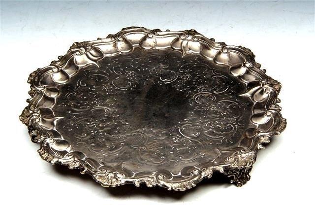 Appraisal: A VICTORIAN SILVER CARD TRAY London maker's mark 'W K