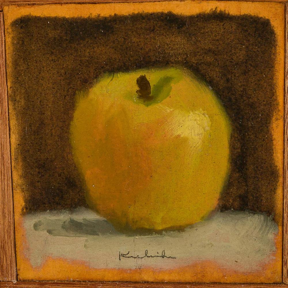 Appraisal: ROBERT KULICKE American - Single Apple oil on canvas laid