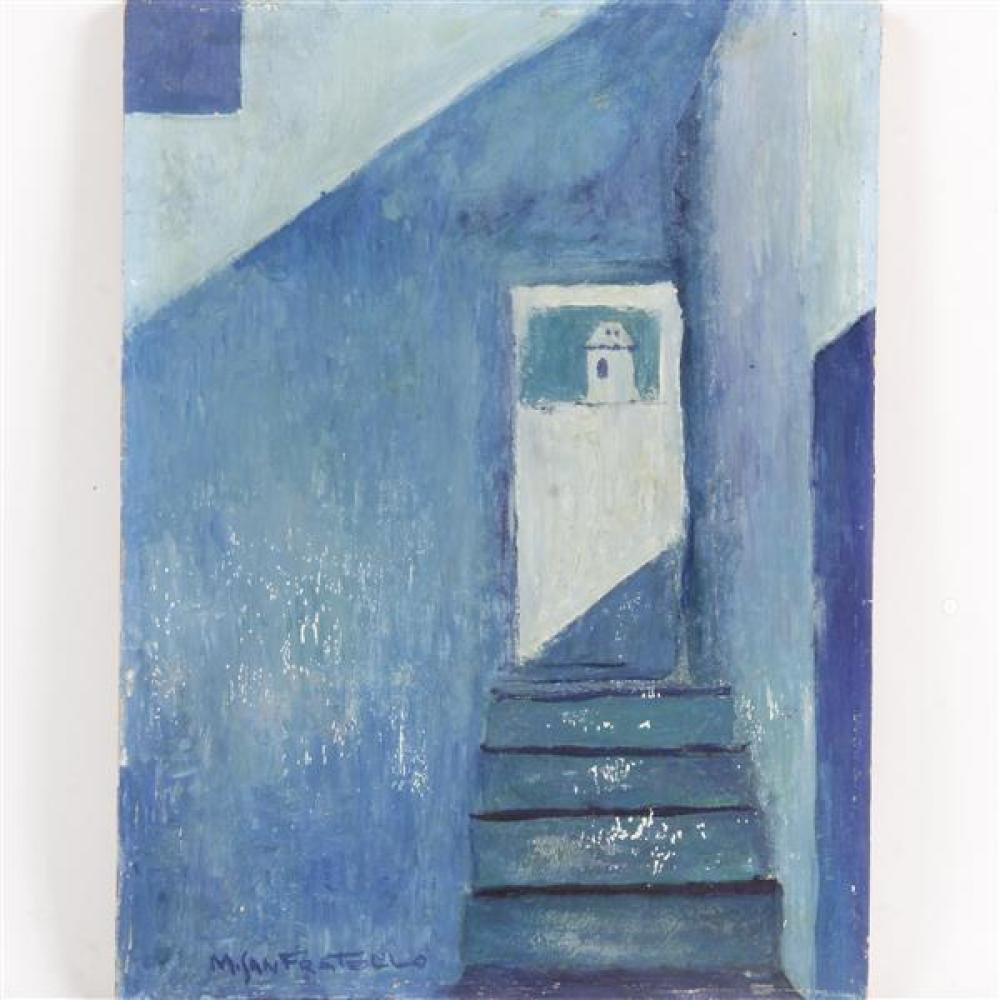 Appraisal: MICHAEL SAN FRATELLO AMERICAN TH CENTURY BLUE STAIRWAY OIL ON