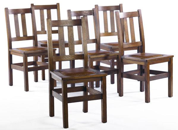 Appraisal: STICKLEY BROTHERS Set of six dining chairs no with tacked-on