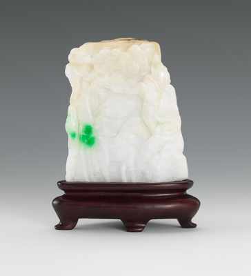 Appraisal: Chinese Carved White Jade Scholars Rock Triangular shaped with carved