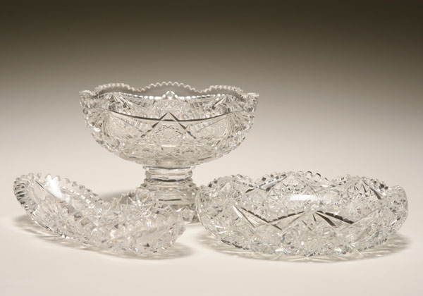 Appraisal: Cut glass compote bowl and celery dish brilliant cut glass