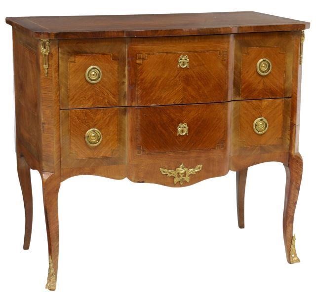 Appraisal: French Louis XV style mahogany commode early th c banded