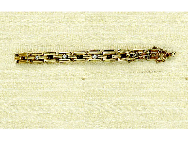 Appraisal: DIAMOND BRACELET k yellow gold link bracelet set with seven