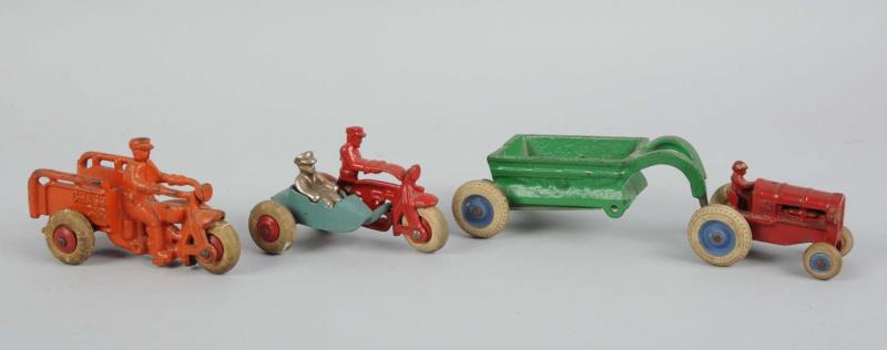 Appraisal: Lot Of Cast Iron Colored Tractor Motorcycles Made by Arcade