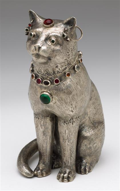 Appraisal: Continental silver cat-form tea caddy th century