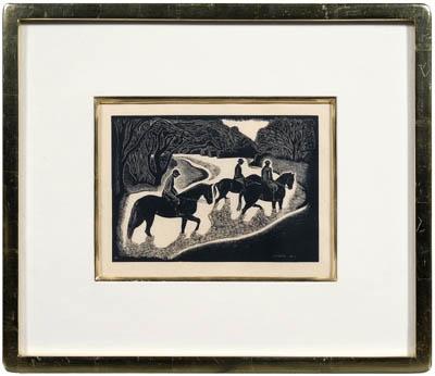 Appraisal: Barbara Latham woodcut quot Fording the Stream quot published by