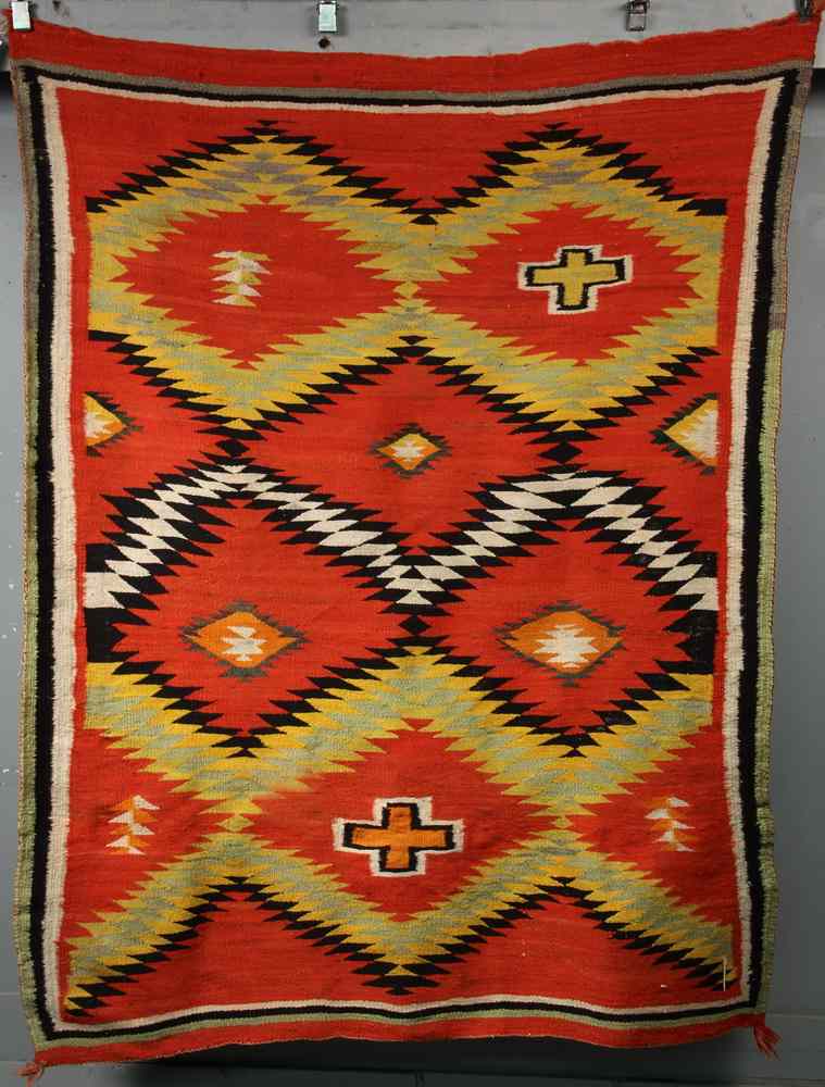 Appraisal: LARGE NATIVE AMERICAN WEARING RUG - th c Polychrome Lightning