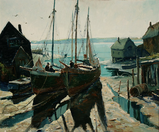 Appraisal: Anthony Thieme American - Harbor Scene at Low Tide Signed