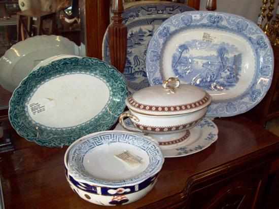 Appraisal: A COLLECTION OF EIGHT ASSORTED VICTORIAN BLUE AND WHITE PLATTERS