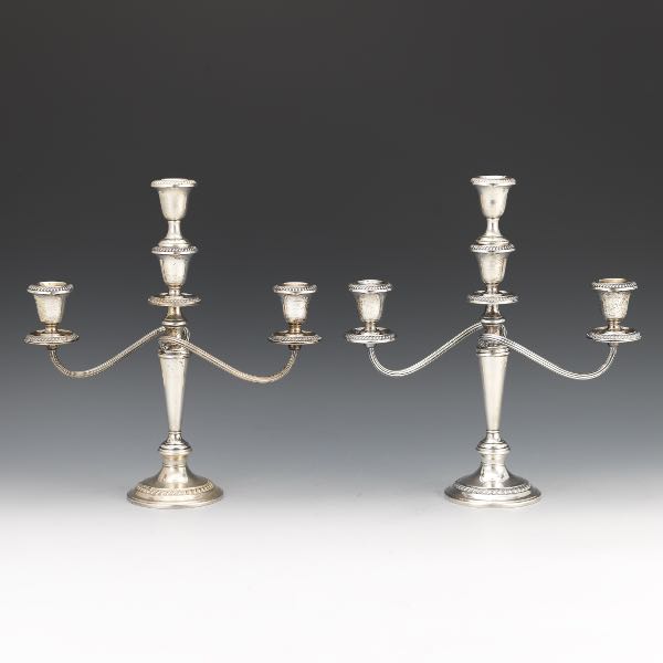 Appraisal: PAIR OF GORHAM STERLING SILVER CANDELABRA x Weighted sterling silver