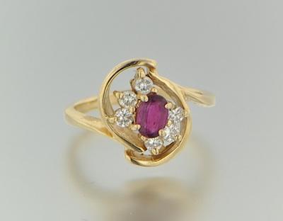 Appraisal: A K Yellow Gold Ladies' Ring With A Ruby And