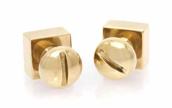 Appraisal: A Vintage Pair of Karat Yellow Gold Nut and Bolt