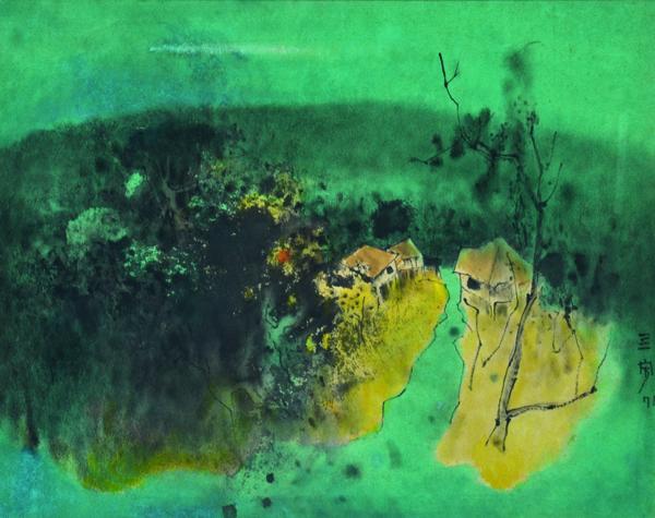 Appraisal: CHEONG SOO PIENG SINGAPOREAN - Blue Landscape mixed media on