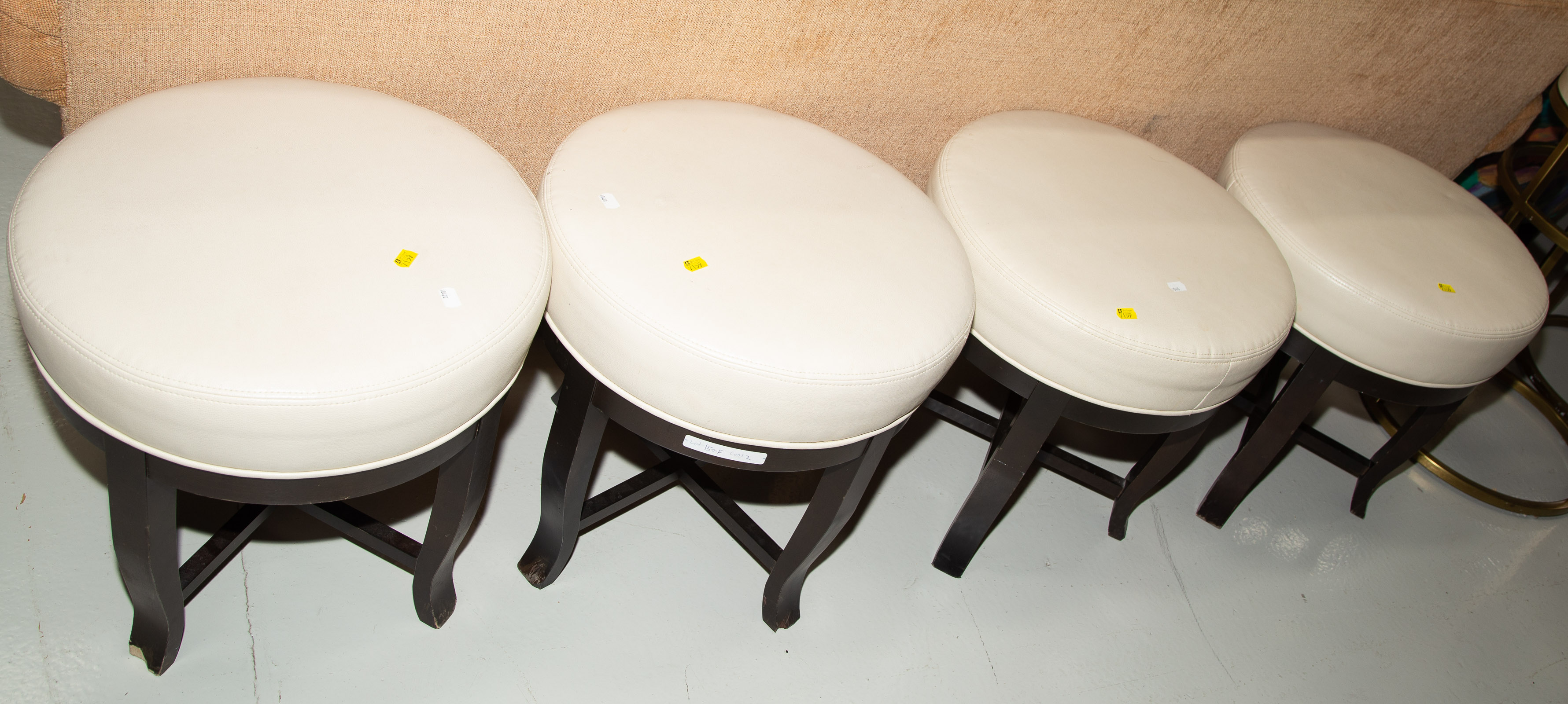 Appraisal: FOUR SOUTHFIELD CONTEMPORARY STYLE STOOLS With imitation leather upholstery round