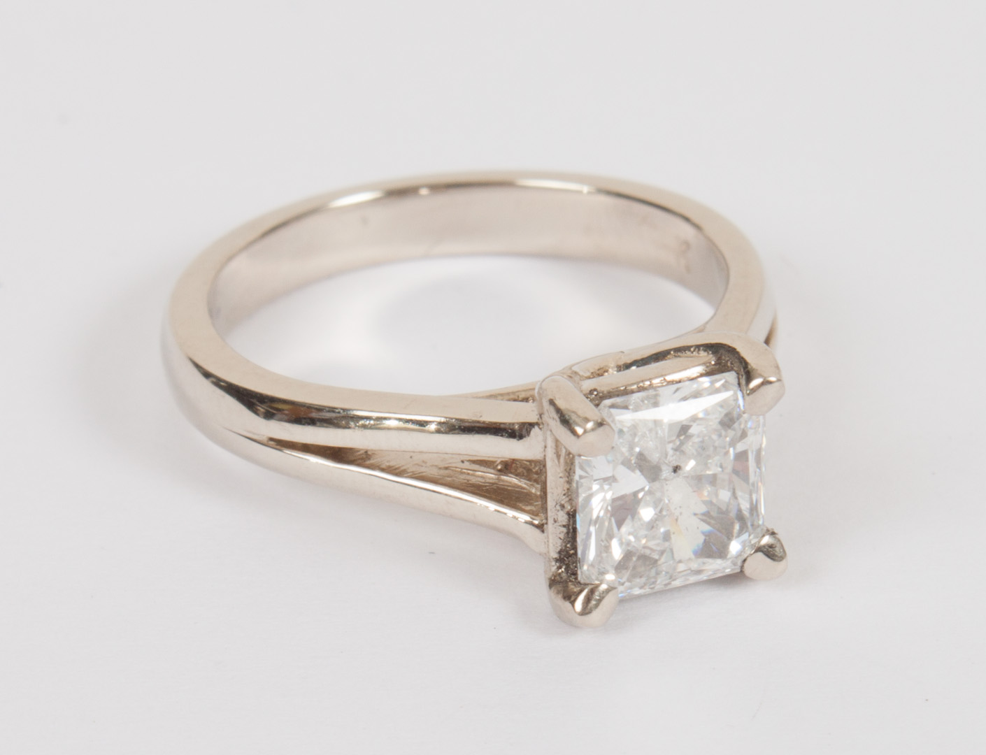 Appraisal: Diamond solitaire ring approximately cts square-cut diamond mounted in a