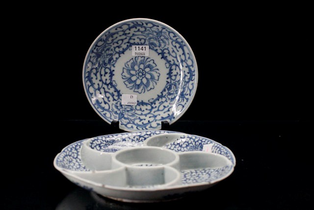 Appraisal: A Chinese blue and white porcelain condiment dish together with