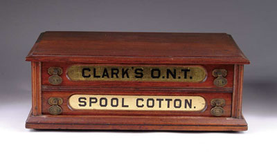 Appraisal: CLARK S O N T TWO DRAWER SPOOL CABINET Walnut