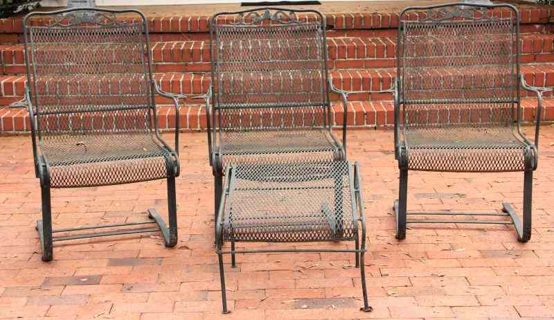 Appraisal: Vintage Wrought Iron Patio Set pieces including spring chairs x