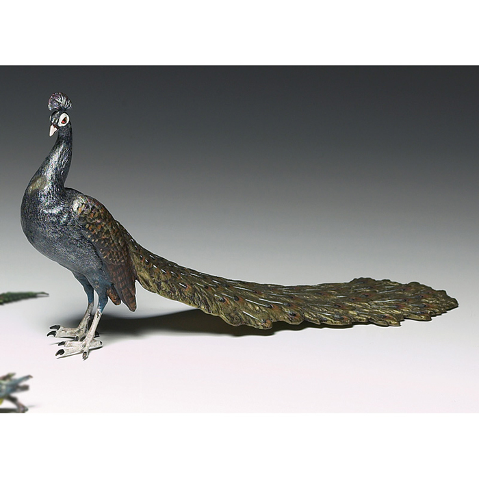 Appraisal: German Austrian figural peacock colorfully enameled metal marked l x