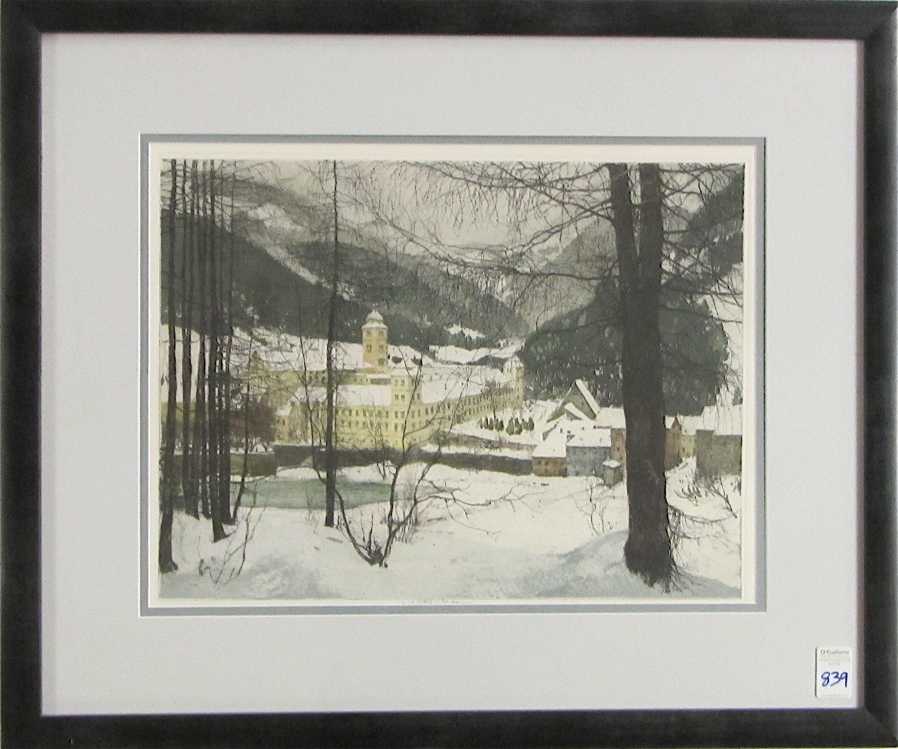 Appraisal: LUIGI KASIMIR ETCHING AND AQUATINT Austria - Lilienfeld Monastery Austria