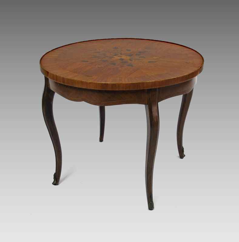 Appraisal: MARQUETRY INLAY FRENCH STYLE TABLE '' h x '' dia