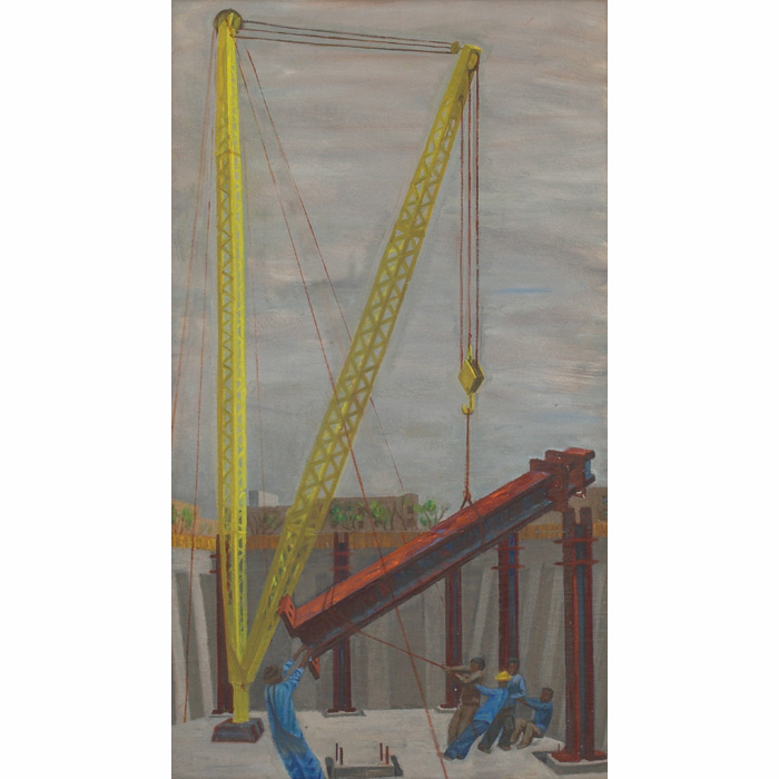 Appraisal: Marvin Wolberg American th century Construction Scene c oil on