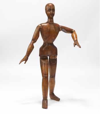 Appraisal: A Large Articulated Wood Artist's Figure Artist's articulated model figure