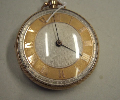 Appraisal: A gentleman's gold cased openfaced plunge repeating pocket watch with