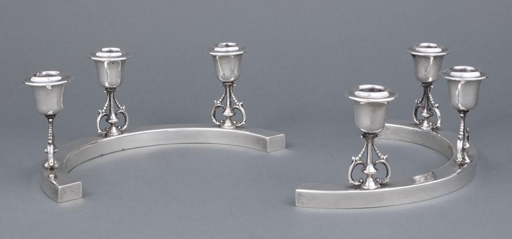 Appraisal: Pair of Modernist Sterling Silver Candleholders J Wagner Son New