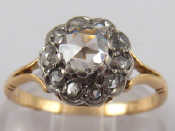 Appraisal: A yellow metal tests carat gold rose cut diamond cluster