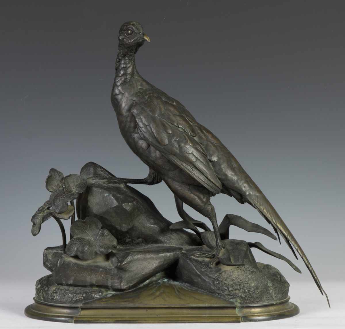 Appraisal: Jules Moigniez French - Bronze Sculpture of Pheasant in Foliage