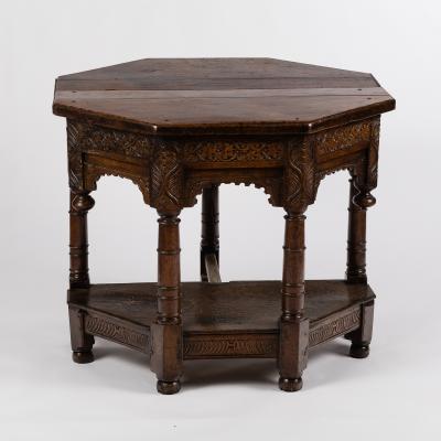 Appraisal: A late th Century oak credence table with thick boarded