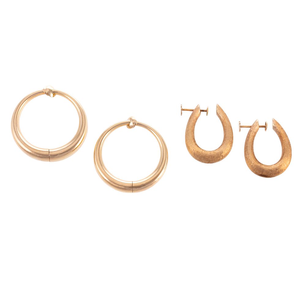 Appraisal: Two Pairs of Clip Hoop Earrings in K K yellow